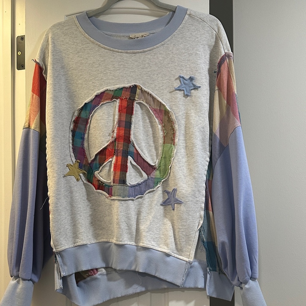 Patchwork Peace Sign Sweatshirt